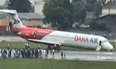 Just In: Dana Air plane crash-lands in Lagos
